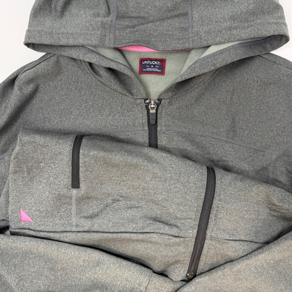 UNTUCKit Womens Medium Gray Full Zip Performance Hoodie Sweatshirt Heathered